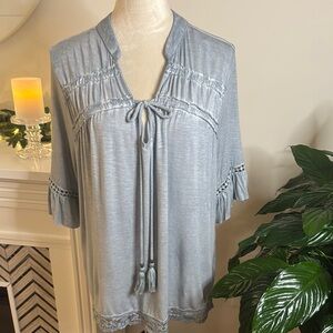 Artesia Light Blue Blouse with Tassel Tie